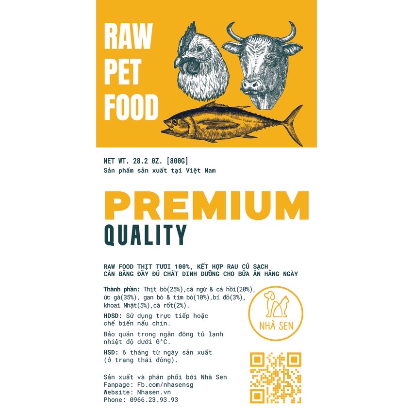 COMBO 4 RAW - THỊT XAY RAU CỦ DÀNH CHO CHÓ MÈO - RAW PET FOOD HAYUMI