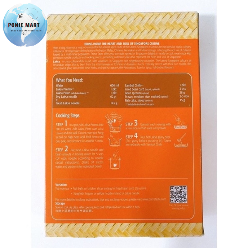 Gói gia vị Laksa trứ danh Singapore hãng Prima Taste