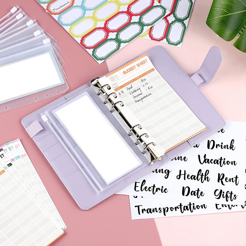 Sổ ghi chú A6 bìa da PU 6 vòng màu đen