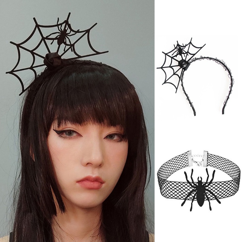Vòng Cổ Hóa Trang Mạng Nhện Phối Ren Độc Đáo Cho Lễ Halloween