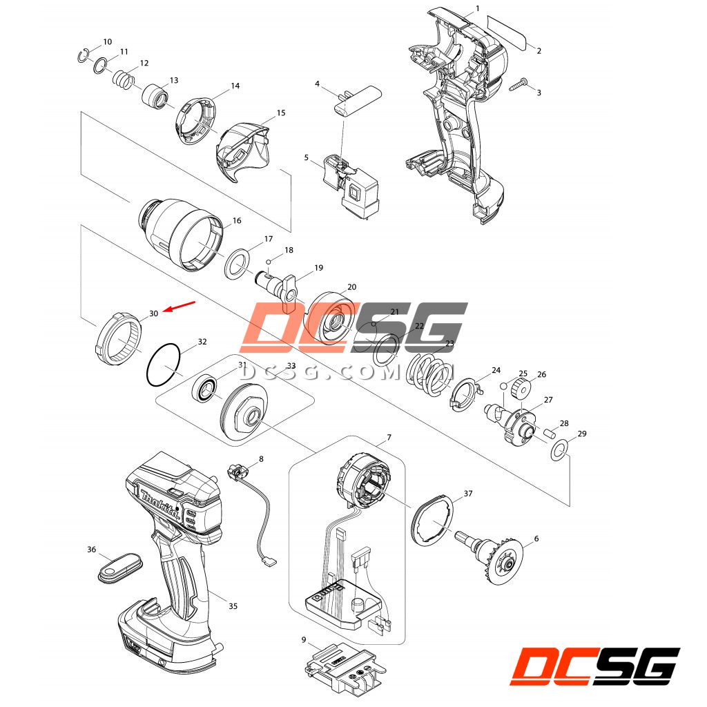 227150-8 nhông 51 cho máy Makita TD130/ TD134/ TD136/ TD146, TD147/ TW251 | DCSG