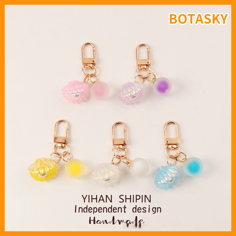 Móc Khóa Hình Vỏ Sò Đính Ngọc Trai Nhiều Màu Sắc Dễ Thương