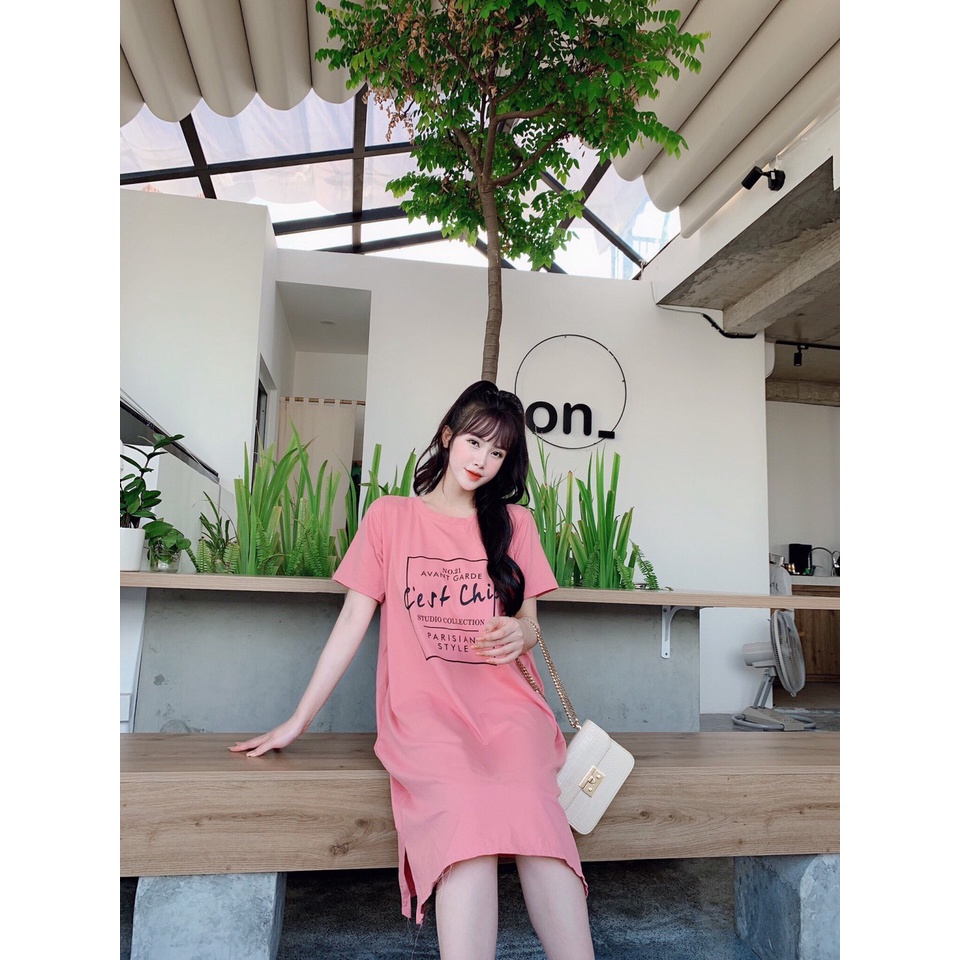 Váy Bầu suông - Đầm suông Chất cotton CEST CHIC from rộng dáng dài Có Size Tới 75Kg