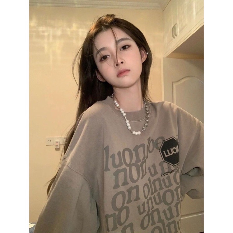 Áo  Sweater Dài Tay Nỉ Nữ Unisex Form Rộng <75kg  MSP69PM[ảnh thật]