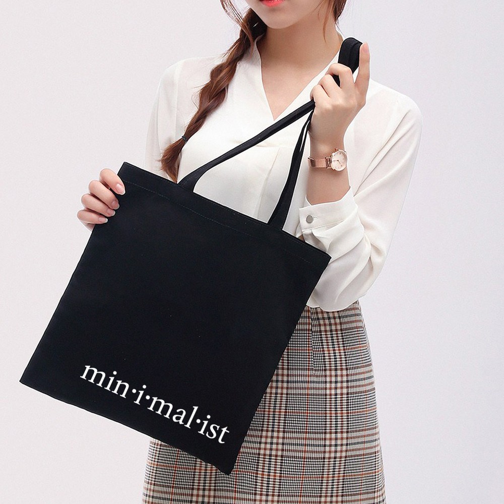 Túi vải tote Ginko dây kéo phong cách ulzzang Hàn Quốc in hình minimalist thumbnail
