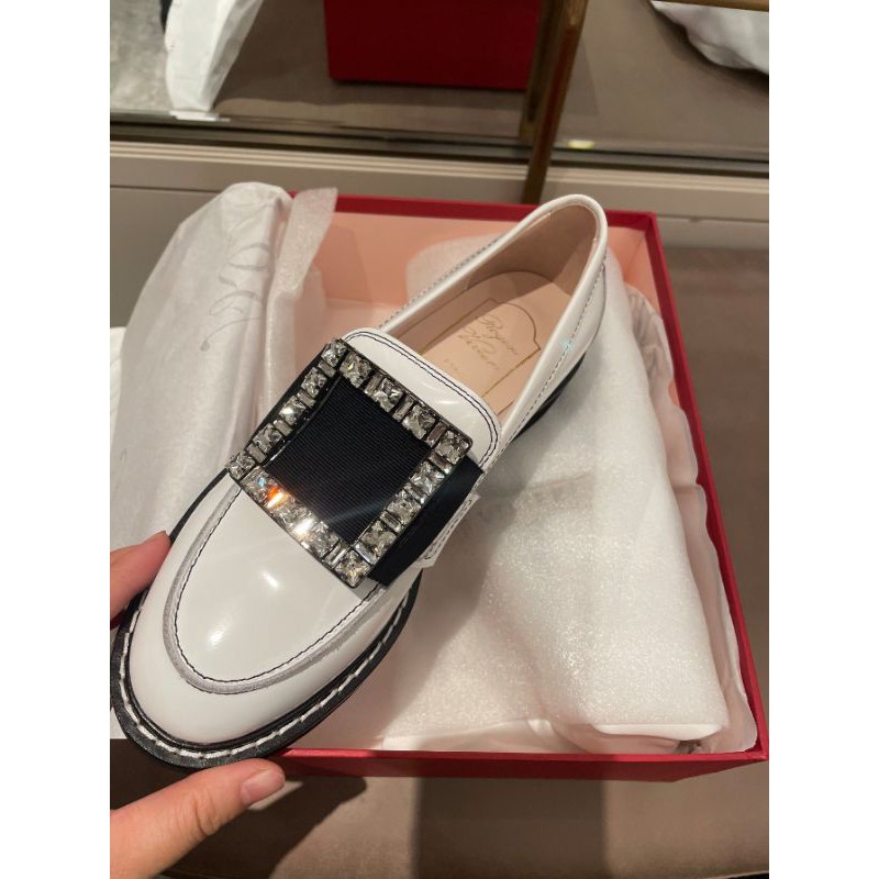 Giày lười nữ da thật  mũi tròn gót 3,5cm Roger Vivier Rangers