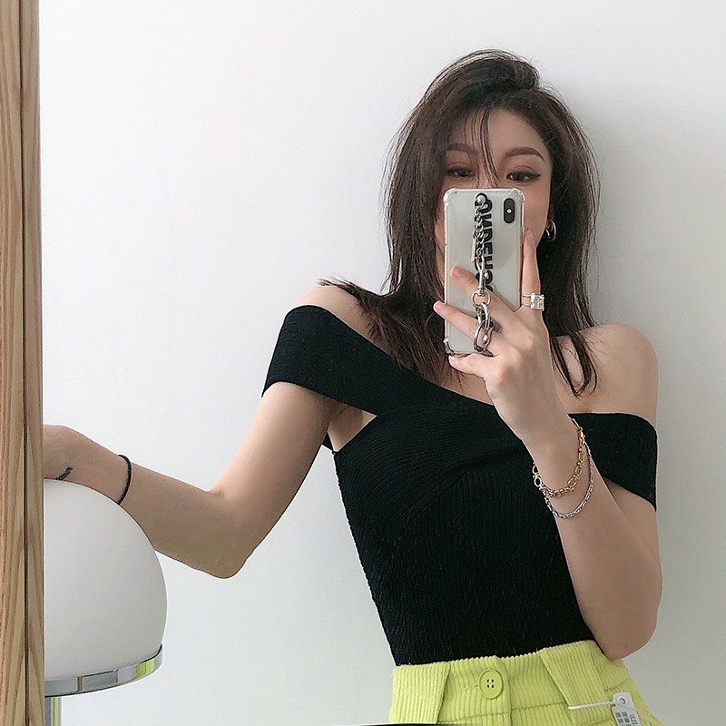 Mới Áo Dệt Kim Trễ Vai Phong Cách Hàn Quốc Thời Trang Cho Nữ
