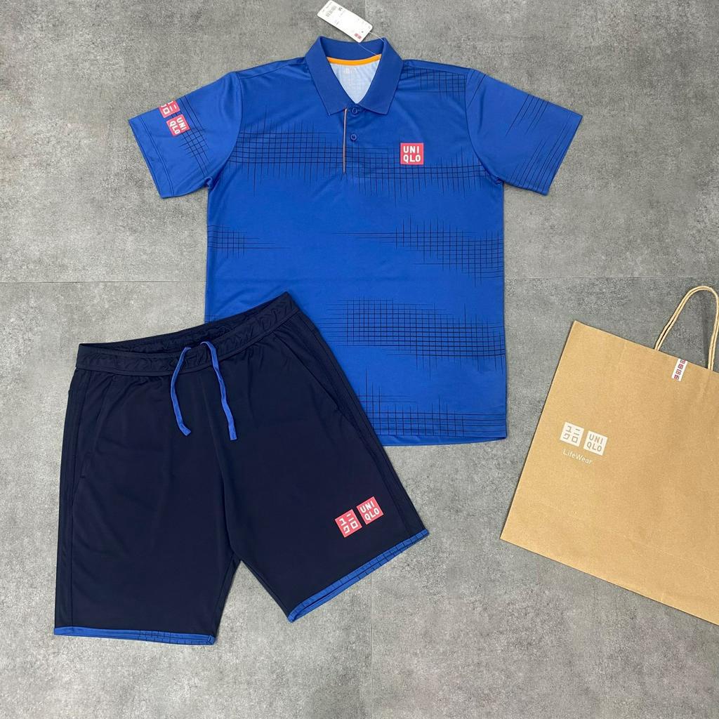 Bộ quần áo hè Uniqlo xanh dương kẻ ô vuông - Thời Trang Thể Thao WinMax