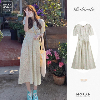 (ORDER) Váy hoa nhí MORAN tay phồng thun bó eo xòe dài bồng bềnh điệu đà vintage Hàn Quốc