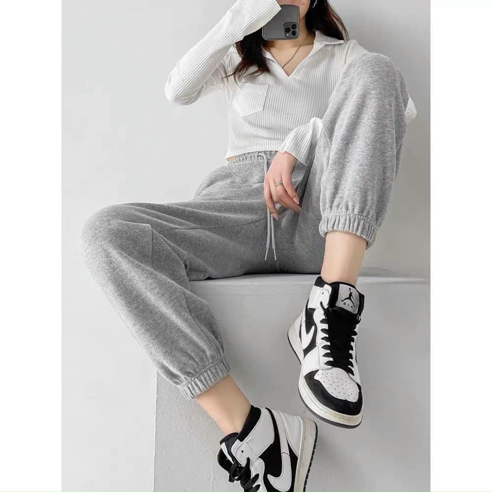 🌸 Jogger thun nỉ mỏng, sweater bo ống năng động cá tính Ulzzang 🌸
