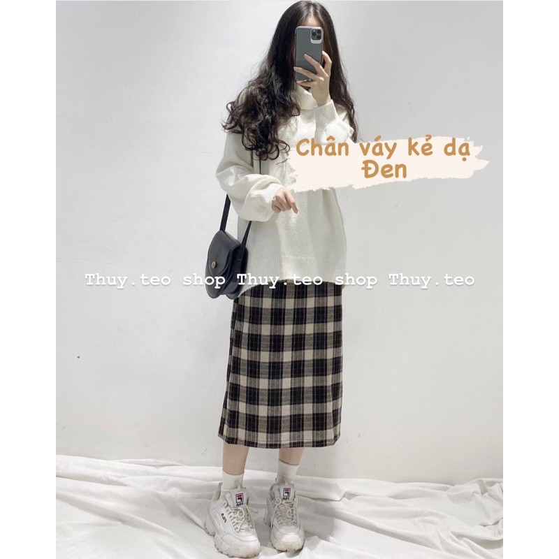[ CÓ SẴN ] CHÂN VÁY DẠ CẠP CHUN KẺ TO CHẤT DÀY DẶN | BigBuy360 - bigbuy360.vn