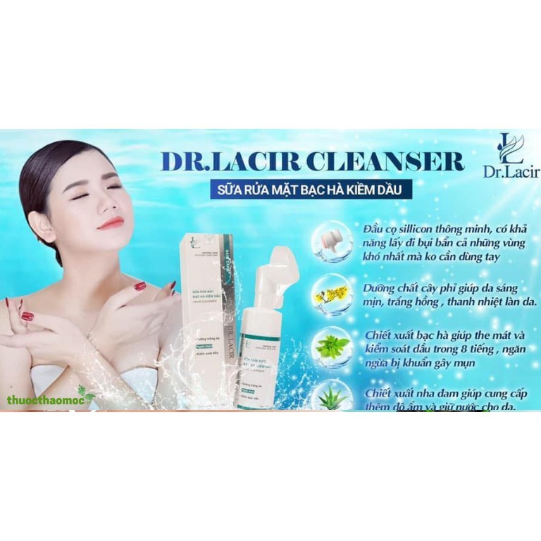 Sữa Rửa Mặt Bạc Hà Kiềm Dầu DR.LACIR CLEANSER ⚡️ CHÍNH HÃNG ⚡️ giúp làm sạch sâu, dưỡng trắng da, ngăn ngừa mụn | BigBuy360 - bigbuy360.vn