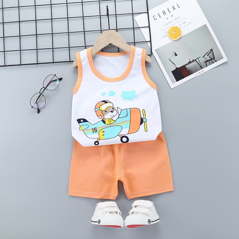 Quần áo trẻ em cho bé trai bé gái 8-17kg cotton cao cấp/ Bộ ba lỗ