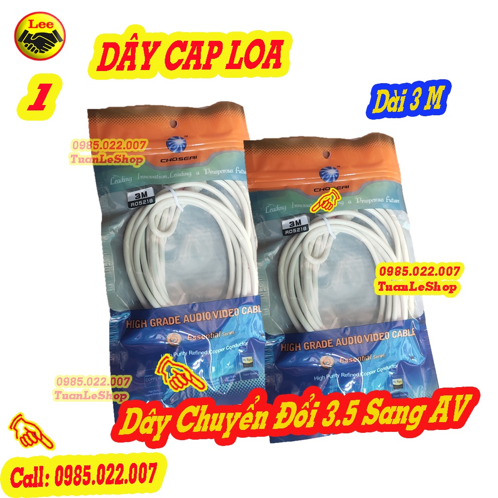 DÂY CÁP LOA – DÂY CHUYỂN ĐỔI 3.5 SANG AV – GIÁ 01 DÂY LOAI 3 mét