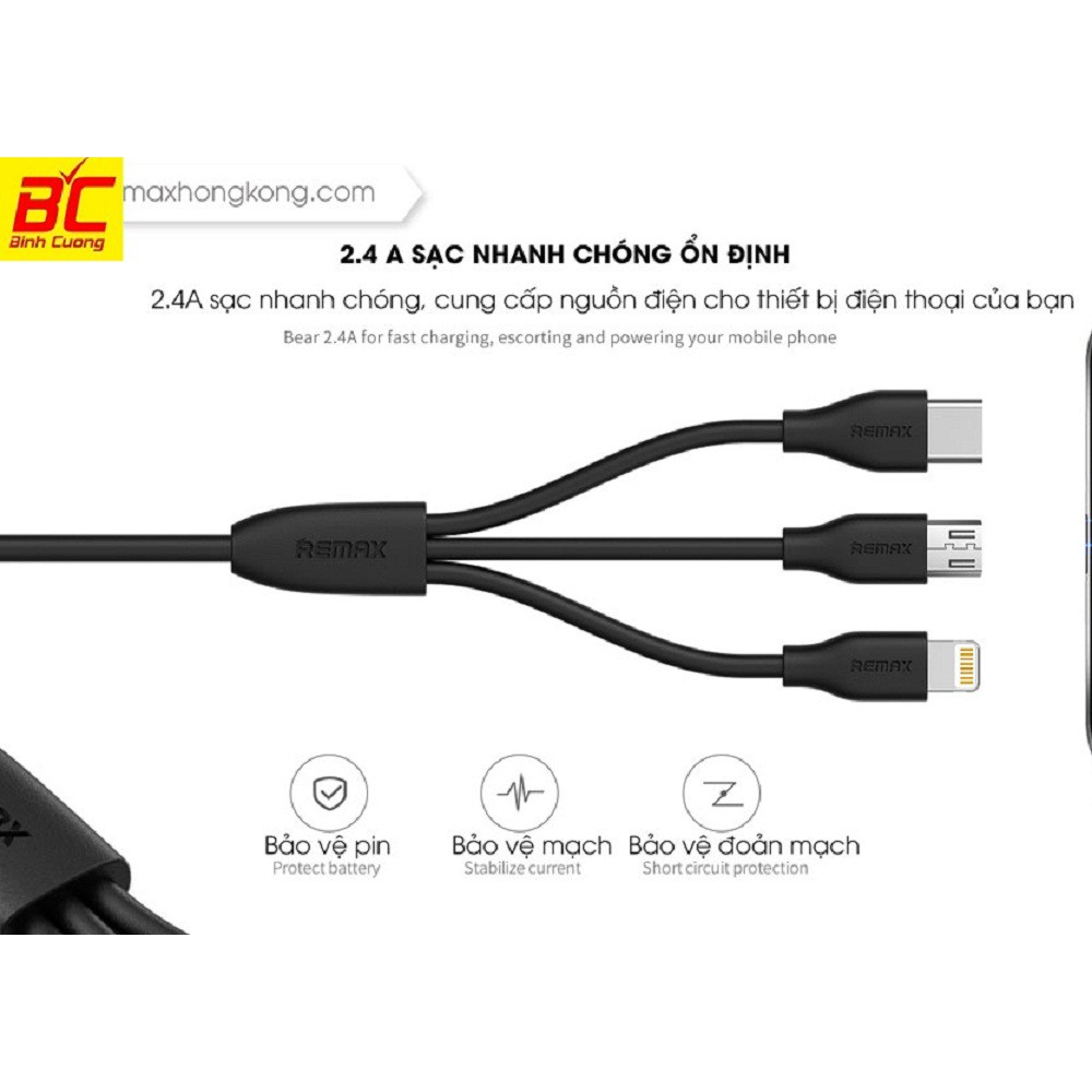 Cáp sạc 3 trong 1 Remax