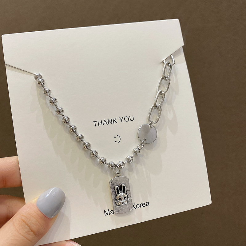 Dây chuyền thép titan phối mặt hình thỏ xinh xắn độc đáo thời trang 22838