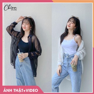 Set Áo Sơ Mi 🛑 FREESHIP🛑 Set Áo Sơ Mi Voan Kèm Áo 2 Dây [ẢNH THẬT + VIDEO]