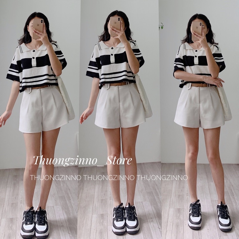 [Ảnh thật/Video]Váy polo XINH chất mongtogi thiết kế 3 cúc thêu hình Hàn Quốc