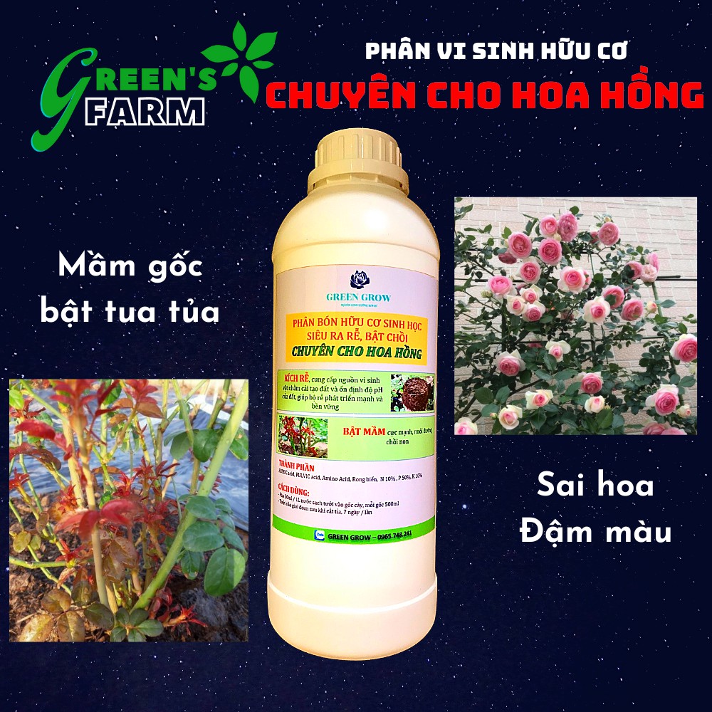 [Hữu Cơ] Chế phẩm Dịch chuối , đạm cá, HUMIC cho HOA HỒNG - Shop GREEN FARM