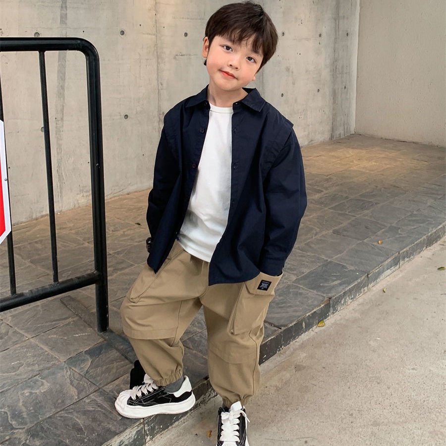 Áo Sơ Mi Mỏng Tay Dài Màu Trơn Phong Cách Thời Trang Xuân Thu Mới 2022 Cho Bé Trai