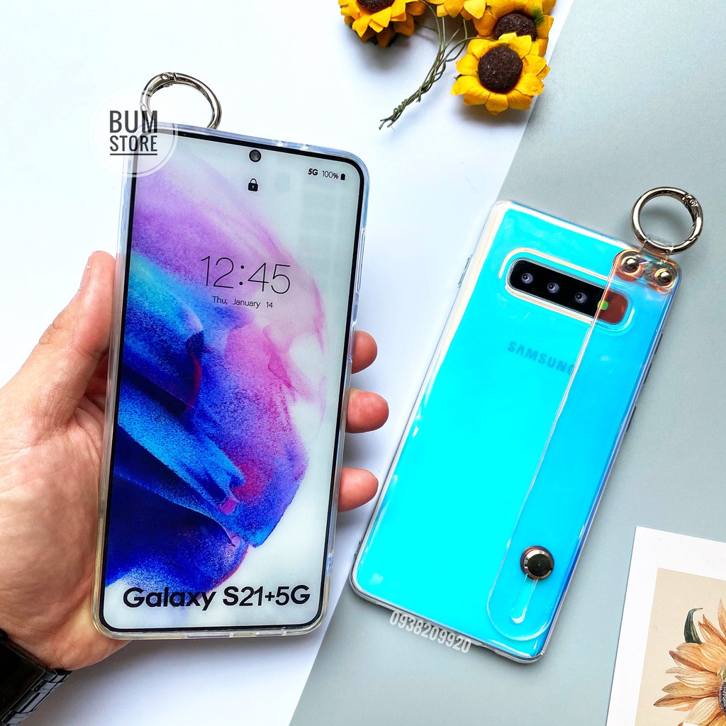 Ốp Lưng Hologram Đính Dây Xỏ Tay Samsung Galaxy S23Ultra  / S23+/ S22 Ultra/S22+/S20 Ultra/S20+/ Note20Ultra/ Note10+
