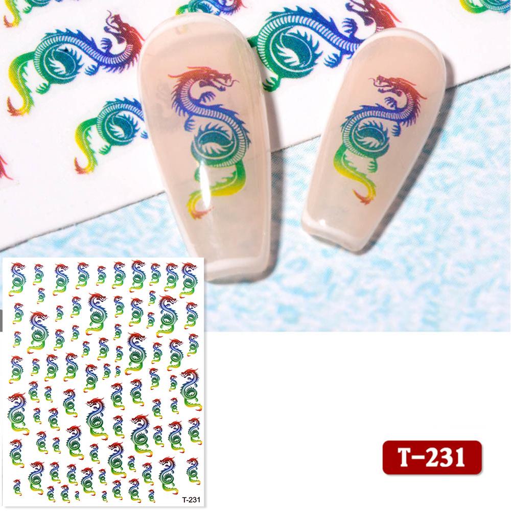 Miếng Dán Trang Trí Móng Tay In Chữ Trung Quốc 3D Sang Trọng