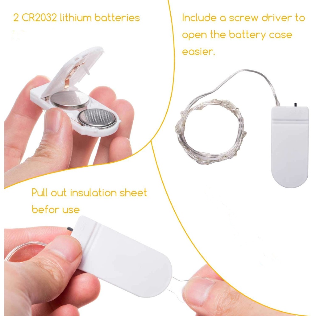 Dây Đèn Led Trang Trí 1M 2M 3M 5M Sử Dụng Pin (CR2032)