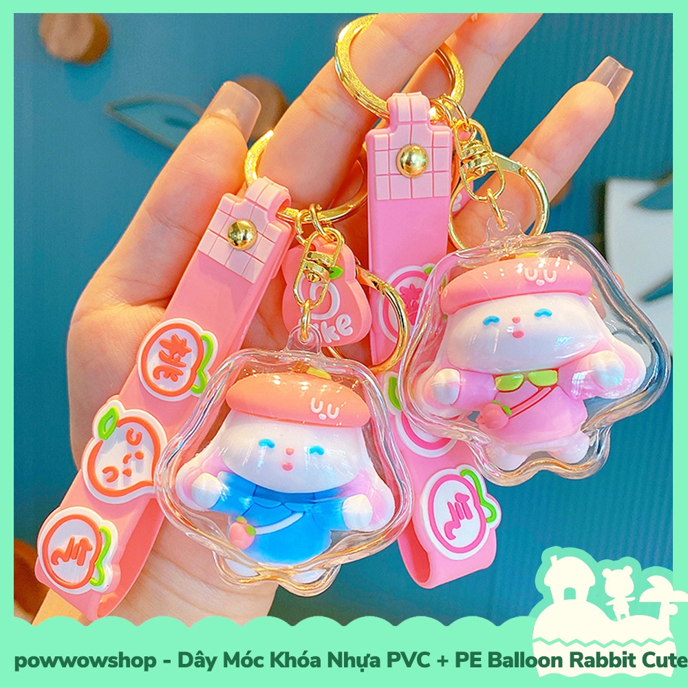 [Sẵn VN - Hỏa Tốc] Dây Móc Khóa Nhựa PVC + PE Mẫu Ballon Rabbit Cute