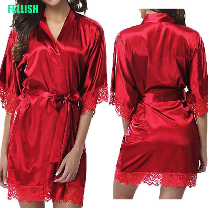 Áo Choàng Ngủ Bằng Lụa Satin Phối Ren Gợi Cảm Dành Cho Nữ