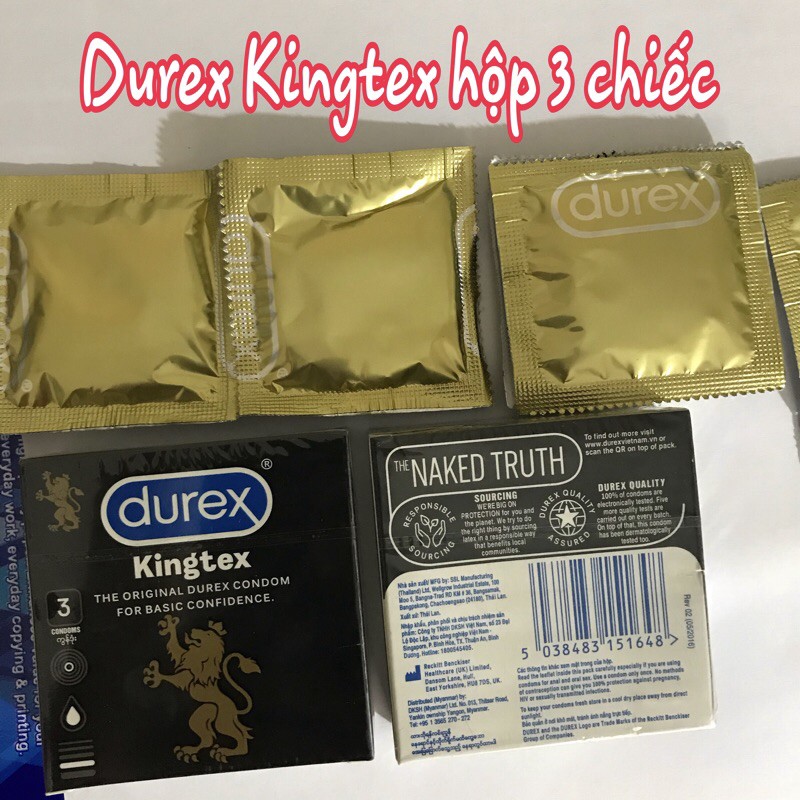 Bao cao su Durex Kingtex hộp 3 chiếc hàng chính hãng