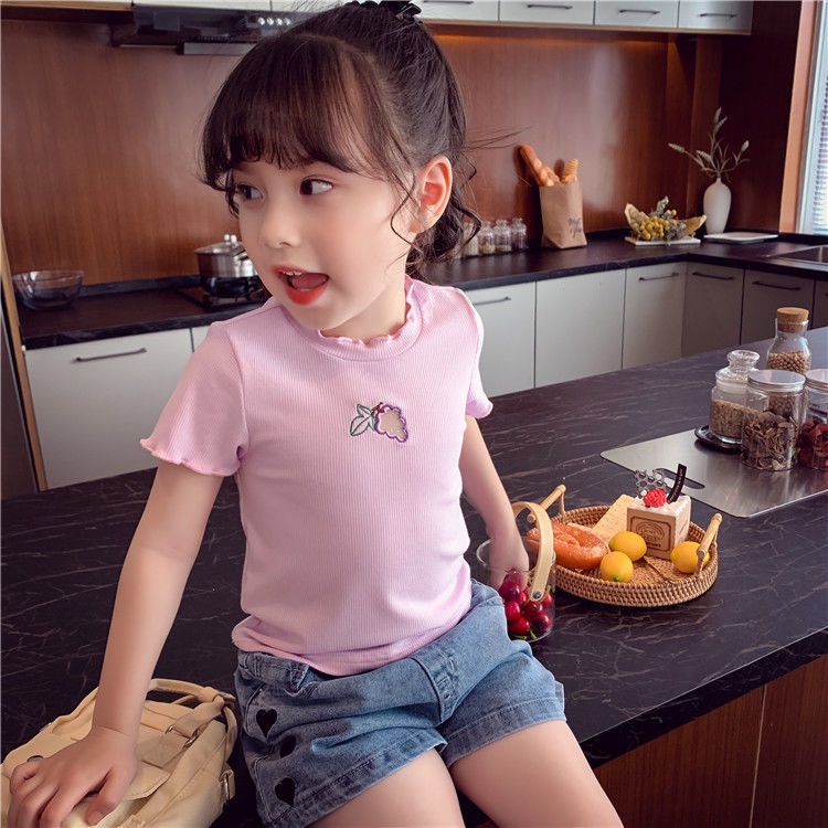 Áo thun tay ngắn phong cách Hàn Quốc thời trang mùa hè 2021 mới cho bé gái