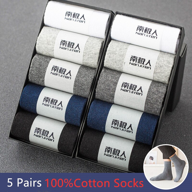 10 Cái = 5 Đôi Tất Nam Cotton Tất Dài Thoáng Khí Màu Trơn Nam Đen Trắng Tất Nam Tất Nam Công Sở Tất