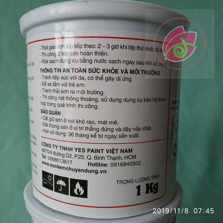 Sơn chậu kiểng hệ nước MÀU TRẮNG Bóng OKAY hoặc YES  1 kg