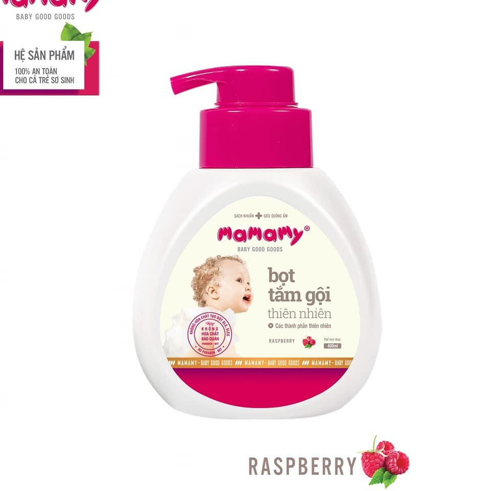 Bọt Tắm Gội Mamamy 400ml (Sữa Tắm Gội 2 In 1) Thiên Nhiên An Toàn Cho Bé..