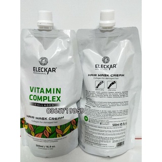 ELECKAR professional hấp dầu phục hồi tóc vitamin complex collagen bịch (500ml)