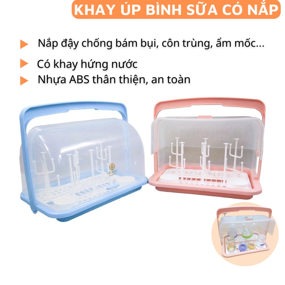 Khay úp cốc, bình sữa hình cây có nắp đậy Việt Nhật