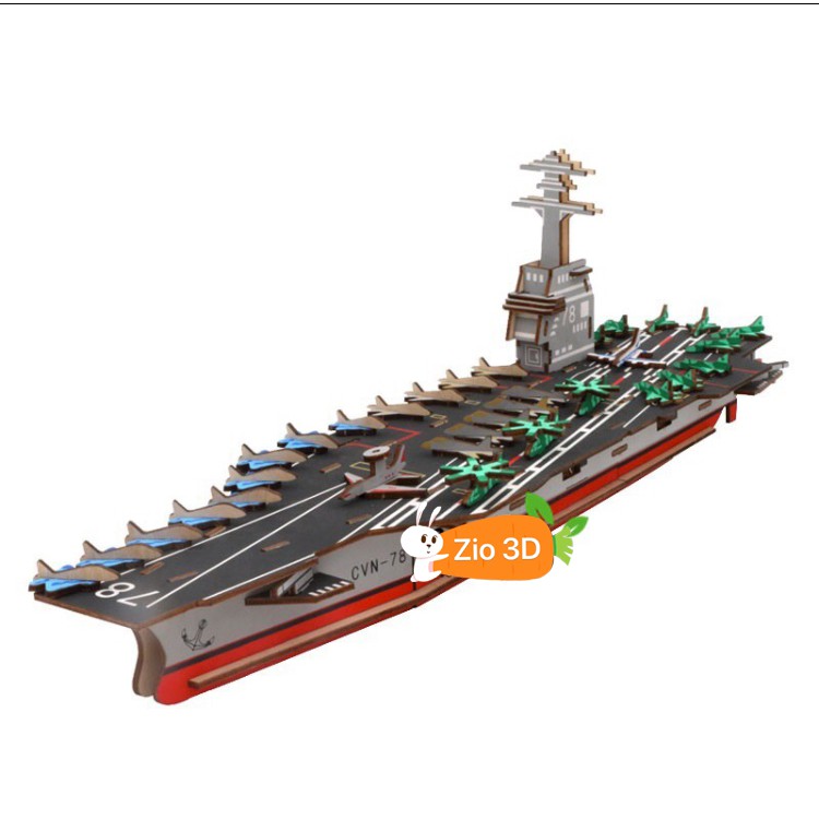 Mô Hình Lắp Ráp Gỗ 3D Tàu Sân Bay The USS Gerald R Ford Laser