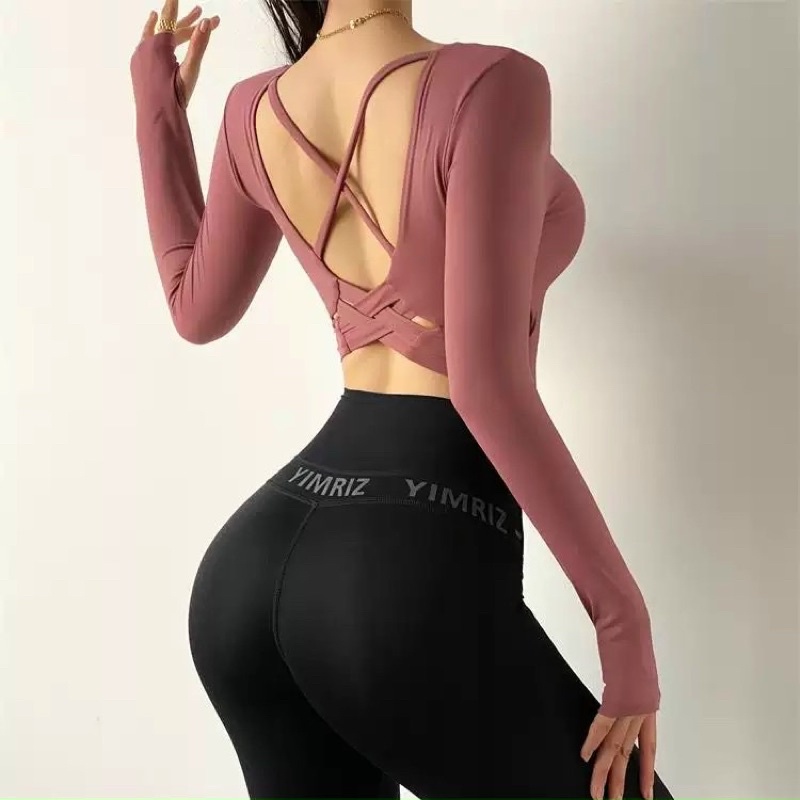 ÁO CROP TAY DÀI ĐAN LƯNG GYM,THỂ THAO,YOGA