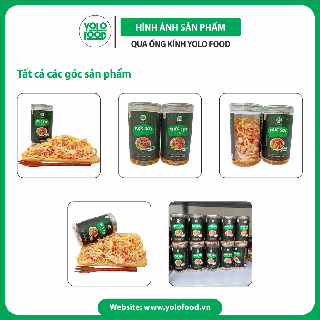 Khô mực hấp nước dừa xé sợi 220g  YOLO FOOD đồ ăn vặt ,ngon , chất lượng, đóng hộp ,atvstp