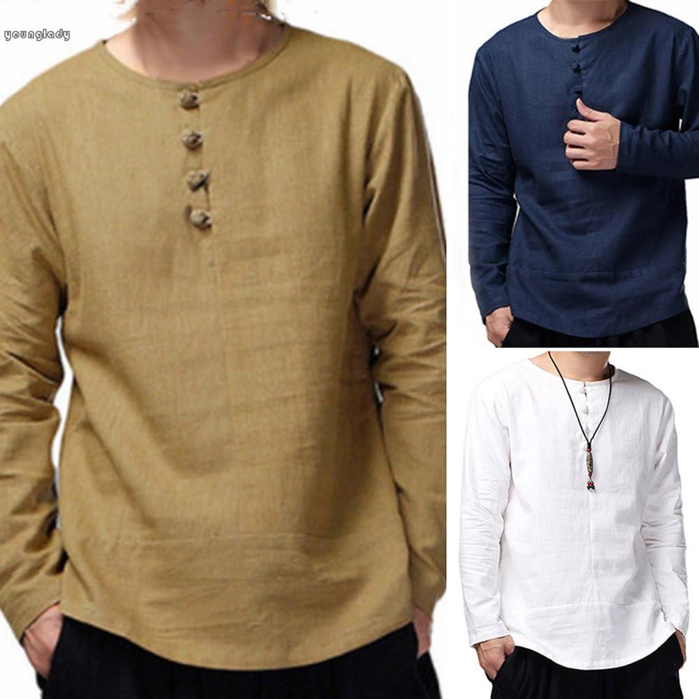 Áo Thun Trắng / Khaki / Dark Blue Button Cotton Pha Thoải Mái