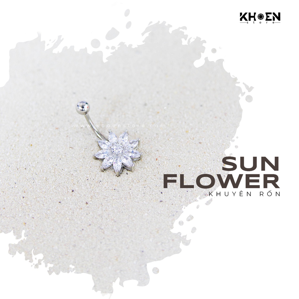 Khuyên Rốn Đá hoa 9 cánh - Thép không gỉ - Khoen Store
