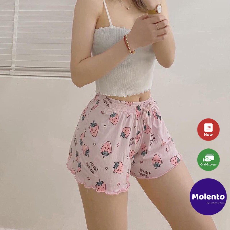 Quần đùi vải nữ mặc nhà, quần short nữ hoa thun cotton dày dặn thoáng mát thấm mồ hôi Molento - X35 | BigBuy360 - bigbuy360.vn