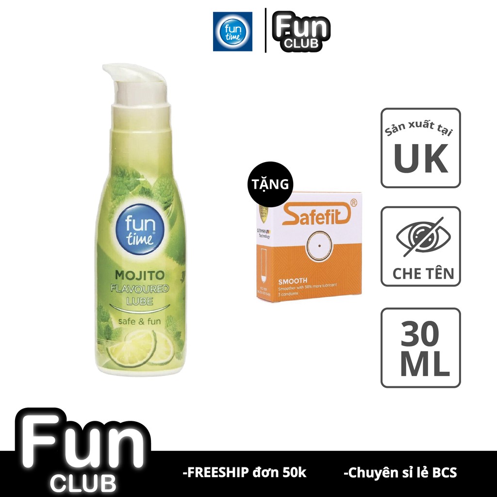 Hàng UK - Gel bôi trơn Hương Chanh Bạc Hà Funtime Mojito Flavoured Lube 75ml GEL016