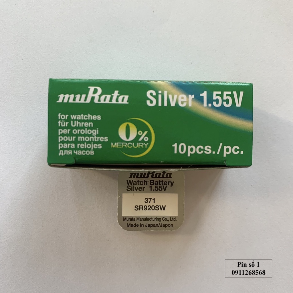 Pin đông hồ đeo tay 371 920 SR920SW muRata hộp 10 viên xuất xứ Nhật Bản