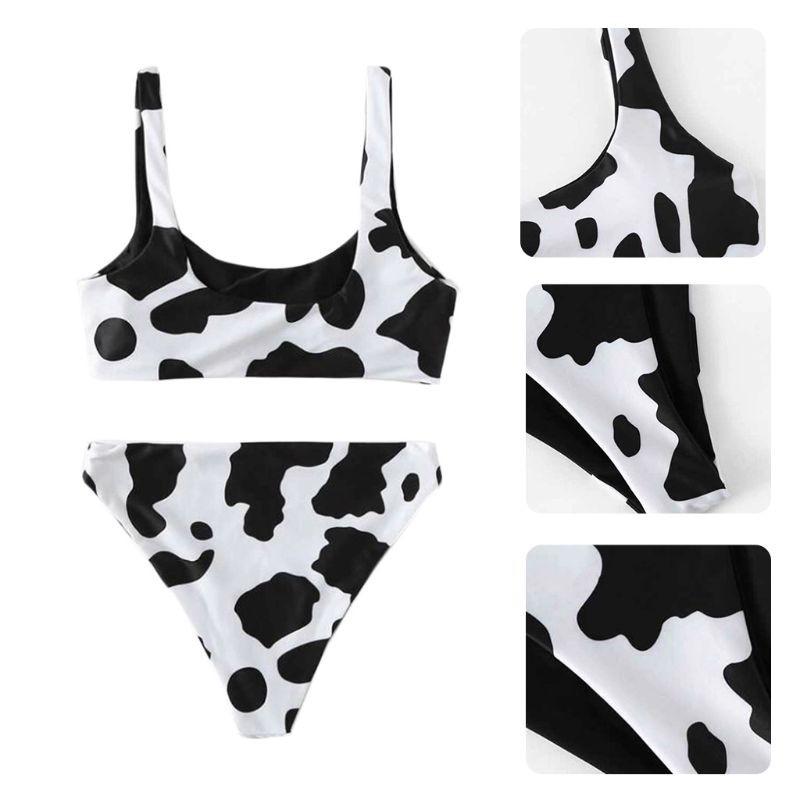 Bộ Bikini Nữ In Họa Tiết Bò Sữa Quyến Rũ | BigBuy360 - bigbuy360.vn