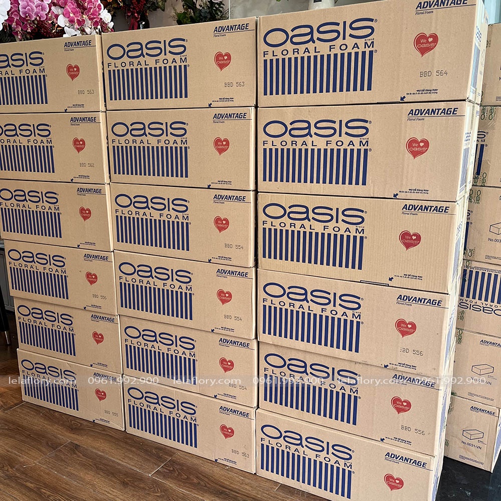 (1 viên) Xốp xanh cắm hoa tươi, hoa sáp, mút xốp Oasis Malaysia chính hãng
