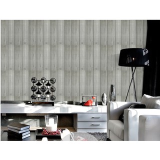 DECAL 1m Giấy dán tường khổ rộng 45cm ( có sẵn keo ) - SỌC GỖ XÁM ELL122