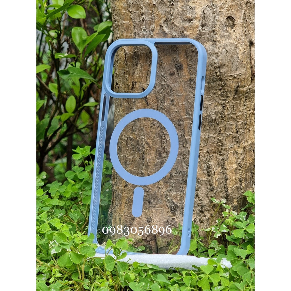 Ốp lưng trong viền màu hỗ trợ sạc Magsafe  ích & mờ dành cho IPhone 13 Promax | 13 | 13 Pro