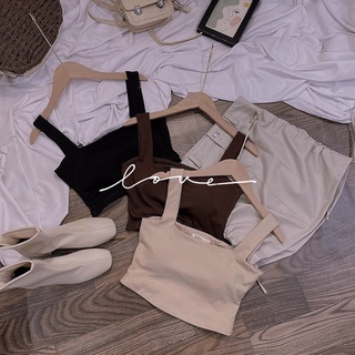 Áo thun croptop 2 dây bảng to (hình thật trên sàn)