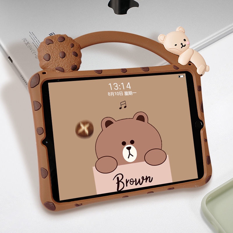 Ốp Máy Tính Bảng Silicon Hình Gấu Bánh Quy Có Giá Đỡ Cho iPad 2 / 3 / 4 / Mini / Air / Pro